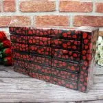 Kalpli Desenli Kapaklı Takı Kutusu Siyah 3x10 cm - 10 Adet - Görsel 3
